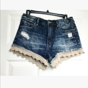 Free People lace jean shorts